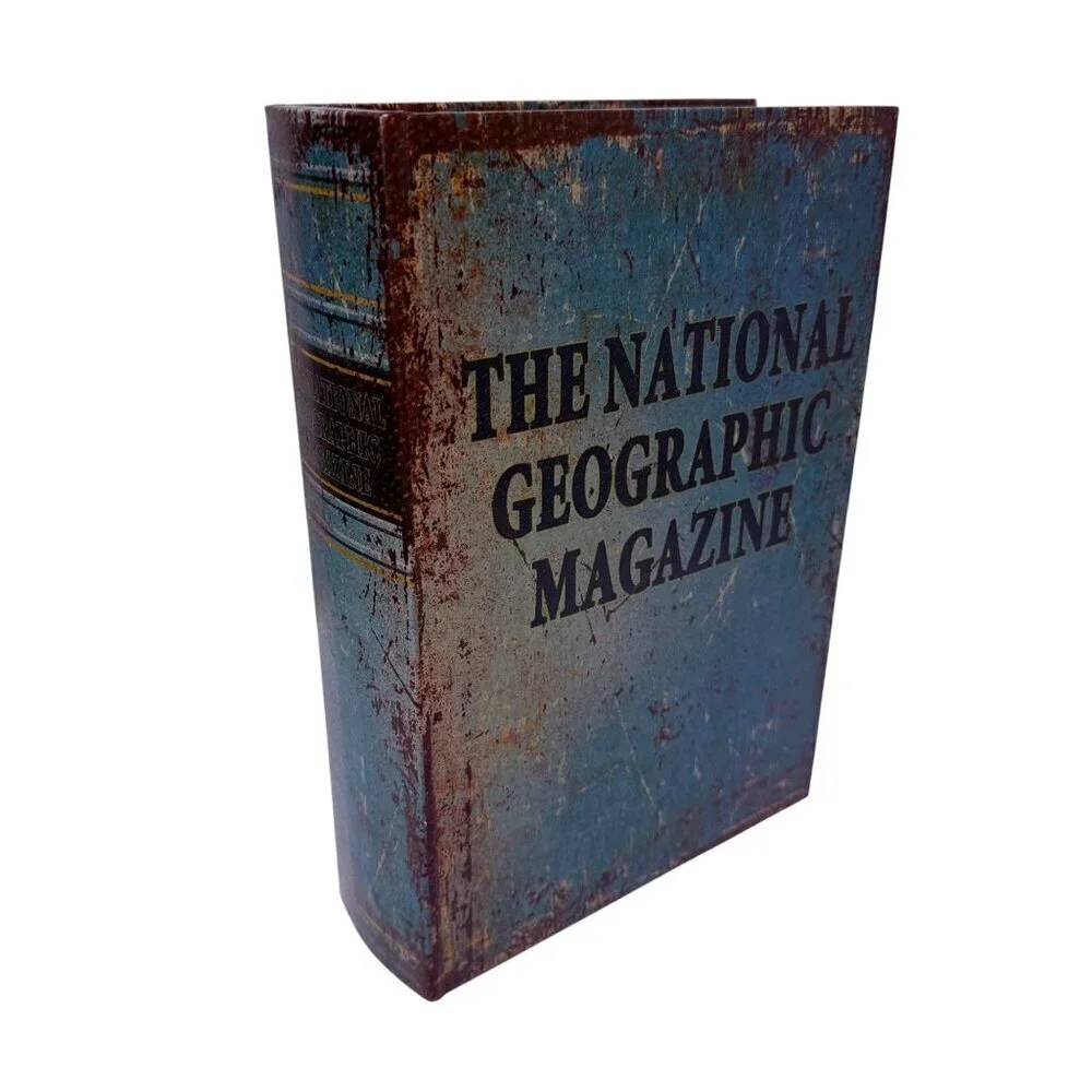 National Geographic Storage Book Boxes Set of Two Bookshelf Coffee Table Decor